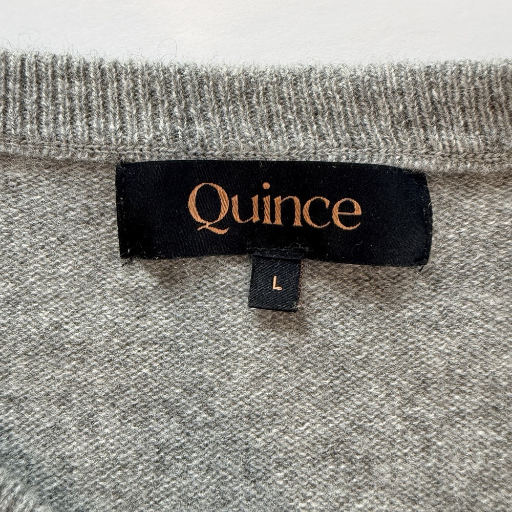 Quince Gray Mongolian Cashmere Crewneck Pullover Sweater Minimalist LARGE - Picture 12 of 13